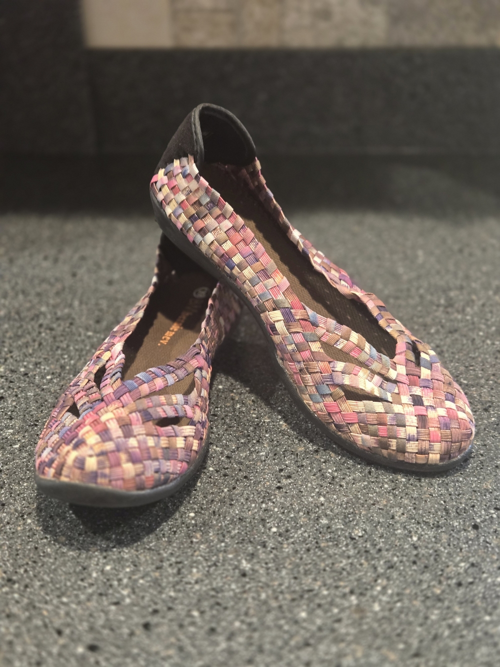bernie mev Catalina Woven Ballet Flats in Pink, Purple & Tan